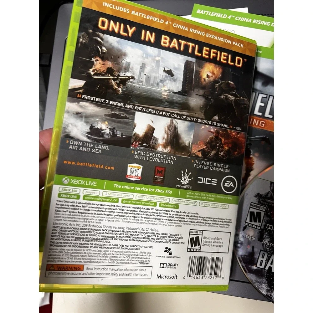 Battlefield 4 Xbox 360 EA‎ DICE 2-Disc Set with China Rising Expansion Case